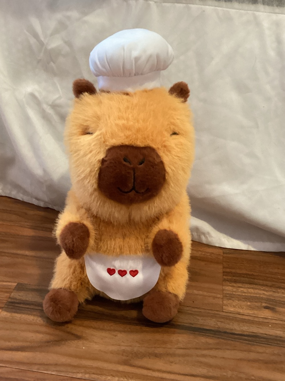 Plush Chef Capybara Stuffed Animal - Brown and Cream